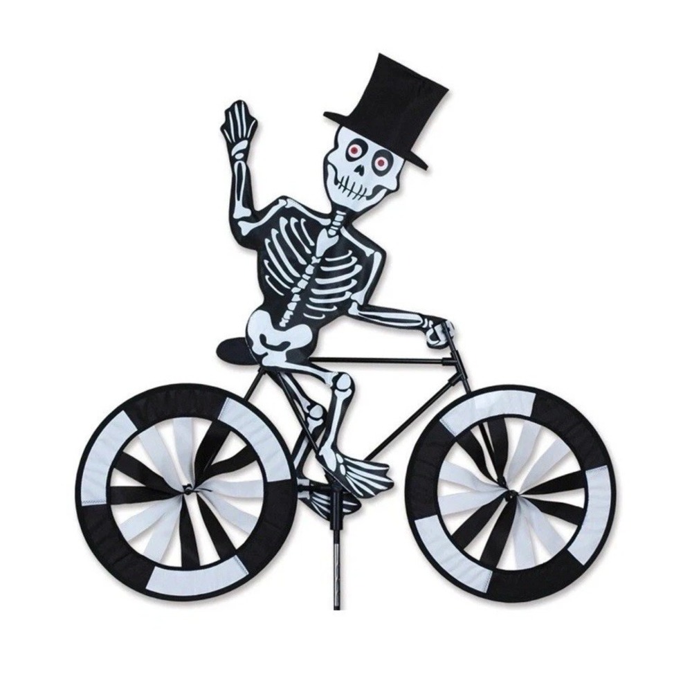 20" SKELETON on a Bike Spinner, Whirligig, Garden Stake by Premier Kites Wind